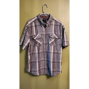 Men's Harley Davidson Motorcycle Shirt Size Large Gray Biker's Button Up Shirt‎